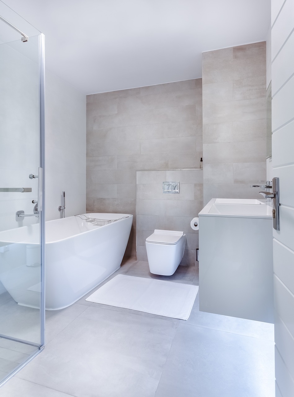 modern minimalist bathroom, interior, toilet